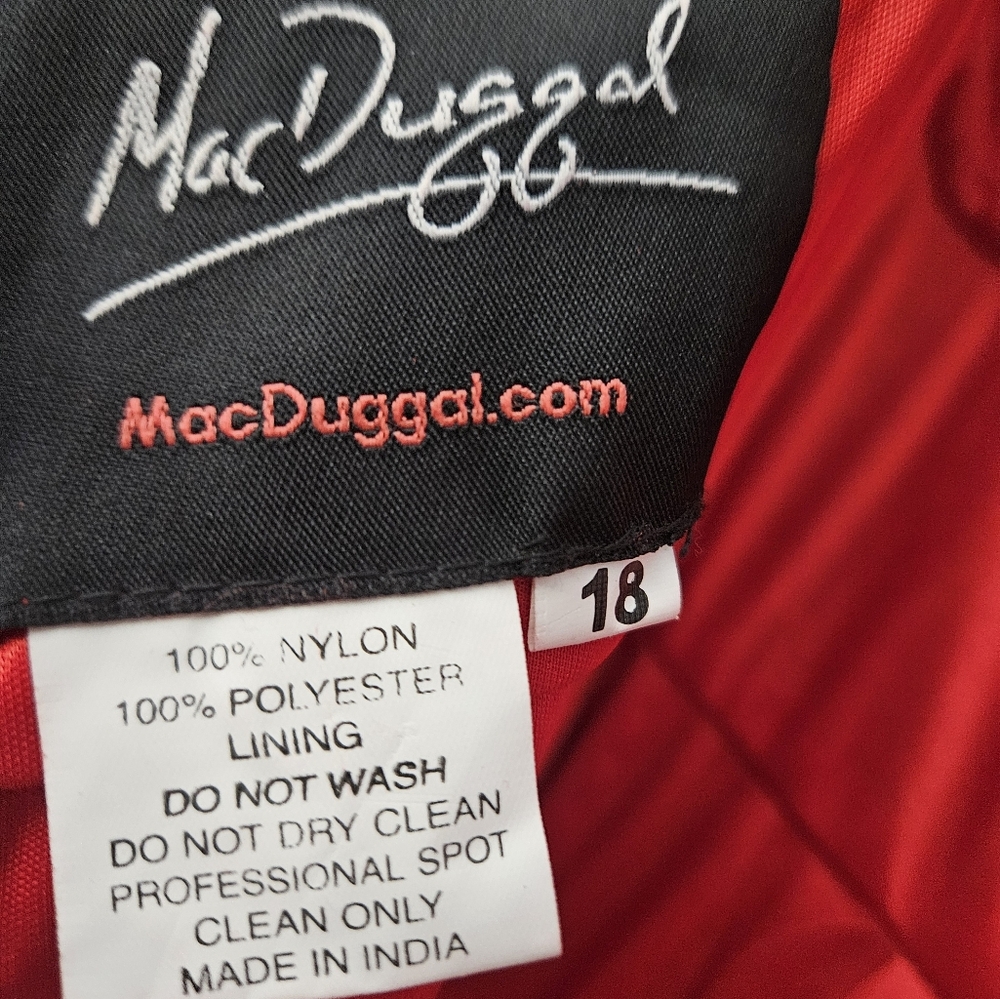 Mac DuggalEmbellished Faux Wrap Open Back Gown Red Sz 18 NWT - Picture 14 of 16